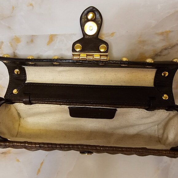 Michael Kors Santorini Wicker/Rattan Leather Clutch - Picture 6 of 10